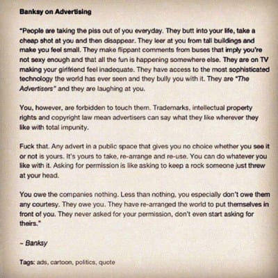 Banksy sobre la publicidad 