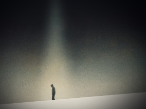 Persona solitaria en duelo por la muerte de su abuelo