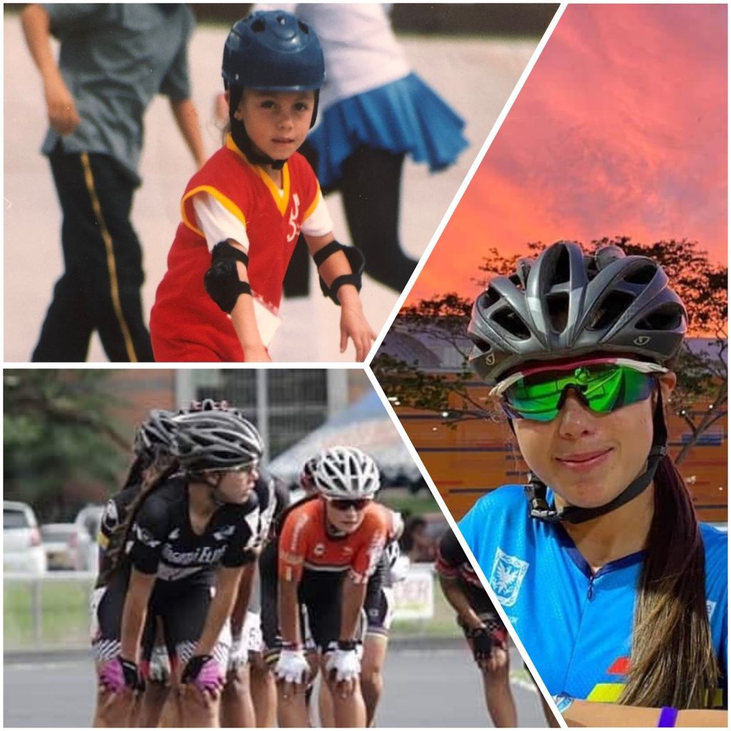 Collage de Brenda Bustos durante su carrera como patinadora.